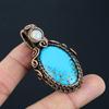 Turquoise & Moonstone Gemstone Handmade Pure Copper Wire Wrap Jewelry Pendant For Love