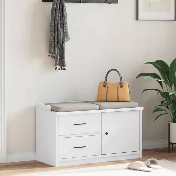 VidaXL Hallway Bench SANDNES White 87x40x50 Cm Solid Pine Wood, Bench, Entryway Bench, Shoe Bench, Bench of 4010465
