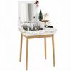 Dressing Table with Flip-up Mirror, Makeup Desk with 2 Drawers and Pine Wood Legs, Vanity Table Writing Desk for Bedroom Living Room, White