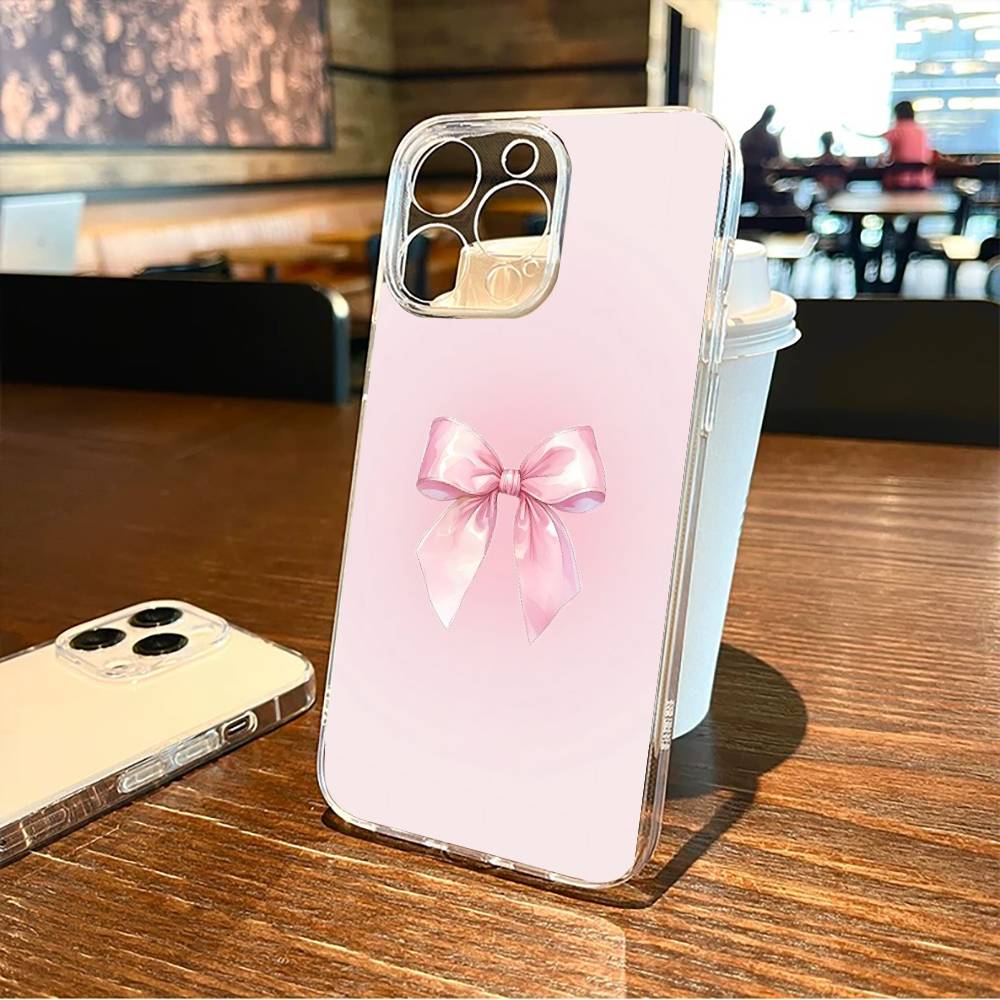 Чехол для телефона с галстуком-бабочкой Для iPhone17,16,15,14,13,12,11 Plus,Pro Max Мягкий прозрачный чехол