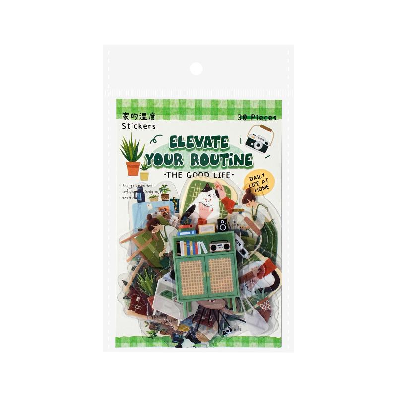 1pack/30pcs Daily - Life Cartoon - Element Stickers, Adorable DIY Handmade Album Scrapbooking Decorative Supplies