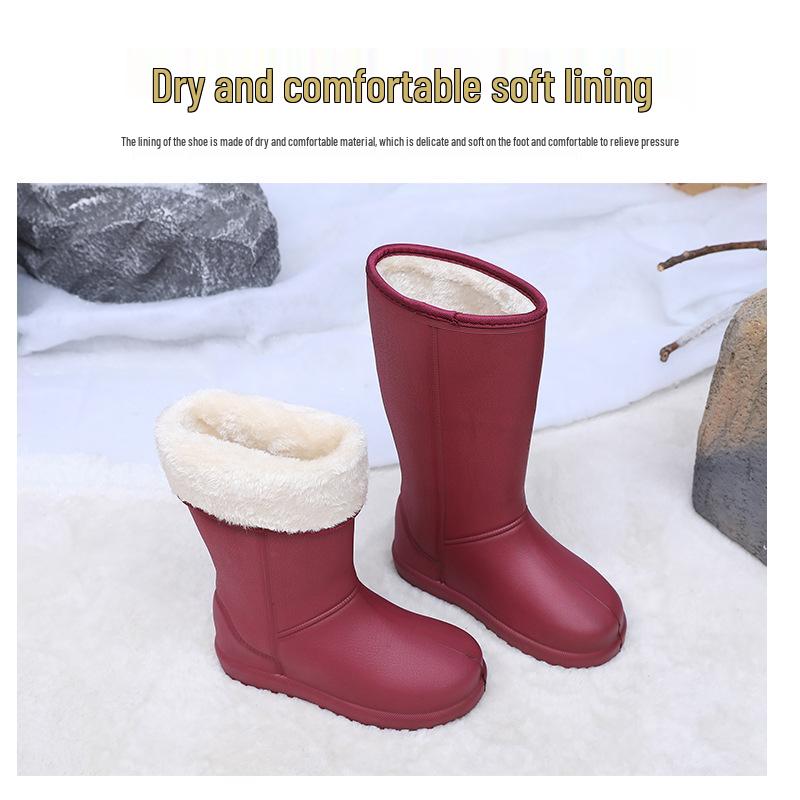 Женские водонепроницаемые зимние сапоги на флисовой подкладке - Морозостойкие, Нескользящие, ЕВА зимние дождевые сапоги