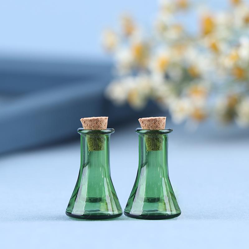 2шт мини-стеклянная цветная бутылка, бутылка для желаний, крошечные банки, флаконы, мини-бутылка для хранения