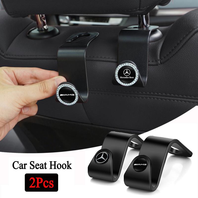 ZQE1 2Pcs Car Interior Portable Seat Back Hooks For Mercedes Benz AMG Smart W205 C300 W203 W206 W108 W124 W126 W140 W168 W169 W176 W1
