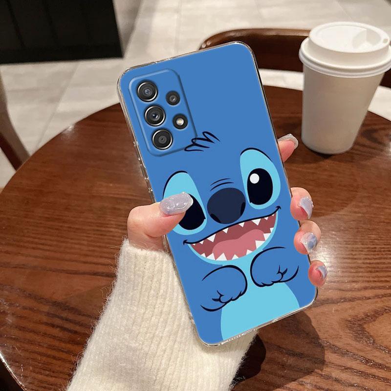 Прозрачный чехол для Samsung Galaxy A57 A37 A56 A36 A55 A54 A35 A26 A07 A17 A16 A06 A34 A15 Чехол Синий Розовый Ангел Лило-Стич Мультфильм