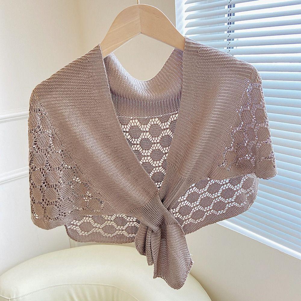 Weave Knitted Hollow Shawl Cross Blouse Shoulder Fake Collar Autumn/Winter/Spring/Summer