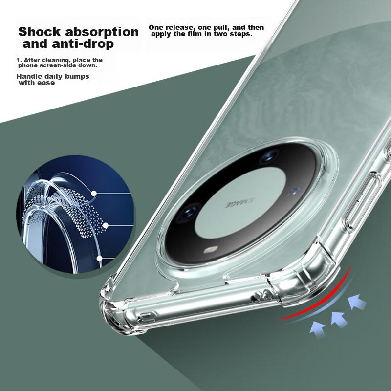 Huawei Mate60Pro Phone Case, Full Protection Shockproof Soft with Air Cushion, Dual Material Anti-Drop Anti-Yellowing, High Transparency