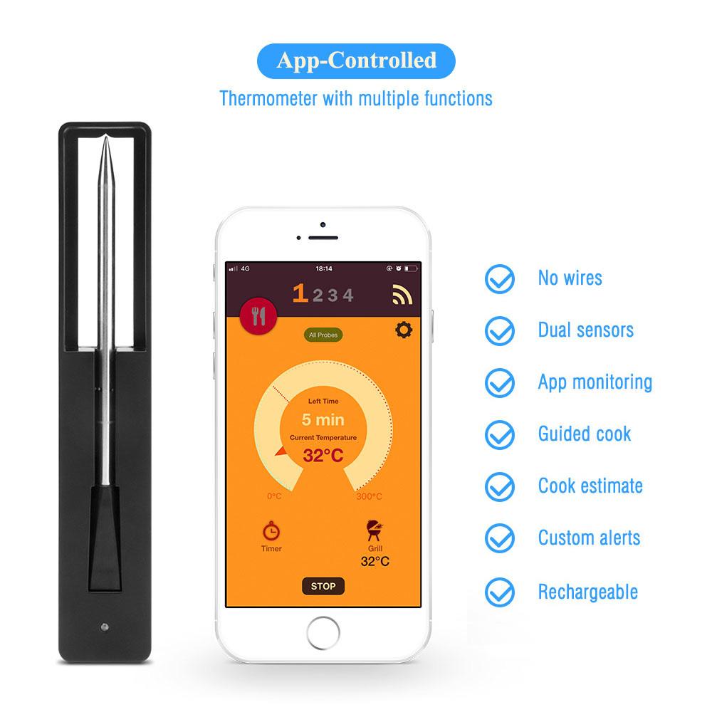 Термометр для мяса, стейков, беспроводной цифровой Bluetooth, аксессуары для барбекю, духовка, гриль, барбекю, коптильня, кухня, приготовление пищи в режиме Sous Vide
