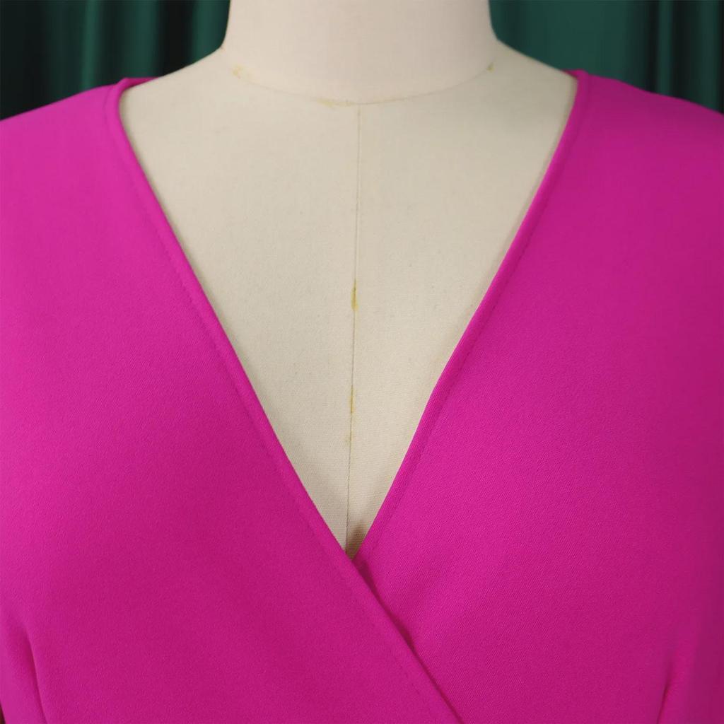 D520 2024 Женское африканское платье большого размера с V-образным вырезом и складками