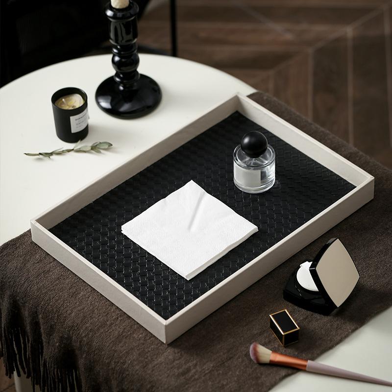 Поднос для чая ручной работы, косметика, квадратный поднос, хранение еды, тарелка для дома, свадьбы, вечеринки, искусственная кожа, орнамент, дерево, уникальные мелочи, аксессуары