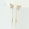Long Silver Needle Daily Rose Gold Drop Earrings - 92.5 Silver Needle