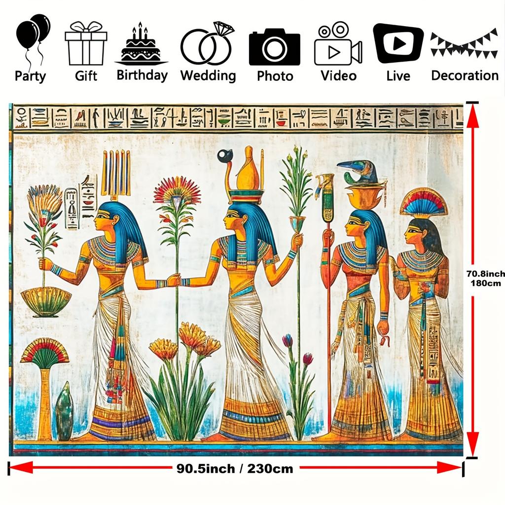 Egyptian-themed polyester background fabric - versatile and universal party decoration, universal festival banner