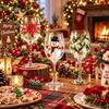 Snowman Clear Stemmed Cup 2D Hand Painted Red Wine Cup Christmas Wine Glass  Home Bar