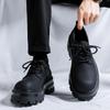 Fashion Mens Casual Leather Derby Shoes Men's Thick Sole Big Toe Trendy Shoes Men Lace-up Heightened Shoe #6113-R