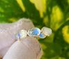 Natural Rainbow Moonstone 925 Sterling Silver Eternity Ring 6.75 US Gift A-19