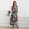 Women Summer Sleeveless O Neck Retro Printed Loose One Piece Dress