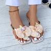 New Flip Flops Women's Slippers 2025 Summer Square Toe Flat Sandals Outdoor Casual Slippers Women Fashion Flowers Shoes Ladies