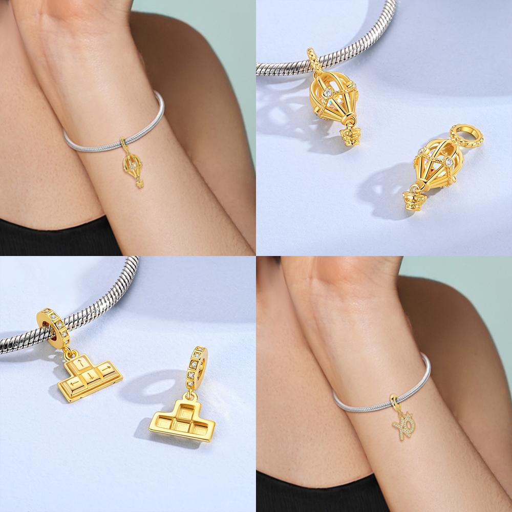 Оригинальный Медный Золотой Воздушный Шар Красочный Циркон Подвеска Бусины Подходят Браслет Бабочка Кисточка Слон Подарок Сделай сам