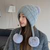 Wool Hat Women's Winter Plush Thickened Hairball Ear Protection Warm Hat Cold-proof Knitted Hat