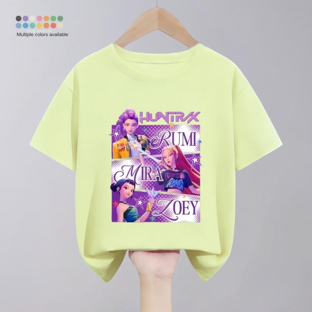 Однотонные Простые Модные Детские Футболки Huntrix Топы С коротким рукавом Детская Одежда Популярные Корейские Мультяшные Футболки Возраст 1-11 лет