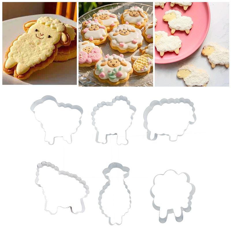 6 шт./набор инструментов для выпечки своими руками из полой моющейся нержавеющей стали для печенья в виде мультяшного ягненка аксессуары для дома