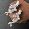 New Simple and Fashionable Mermaid Brooch, Alloy Crystal Jewelry, Diamond-encrusted Pearl Jewelry Wholesale