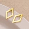 1 Pair Women Geometric Rhombus Earrings Hypoallergenic Lightweight Minimalist Statement Earrings Hollow Square Front Back Metal Stud Earrings Jewelry
