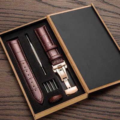Ремешок для часов из натуральной кожи с коробкой, ремешок для часов, браслет с застежкой-бабочкой, 14/16 мм, 18 мм, 20 мм, 21 мм, 22 мм, 24 мм, ремешок на запястье, аксессуары для часов