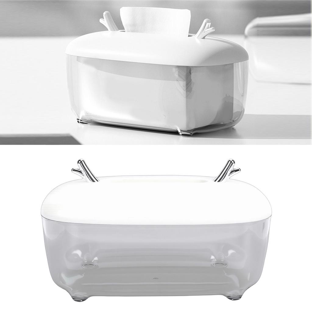 Stylish Tissue Box Cover Clear View Tissue Box Dispenser Holder with Anti Slip Bottom for Facial Tissue