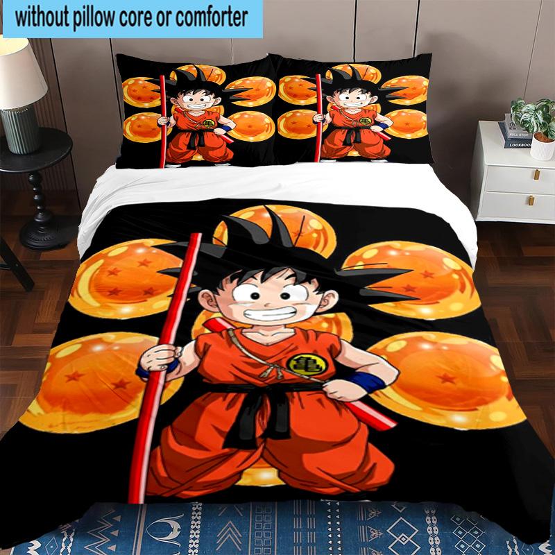 3PCS Goku Anime 3pcs Bedding,Including 3PCS Duvet Cover And 2pcs Pillowcases Perfect for Christmas,Ideal for Bedroom, Dormitory