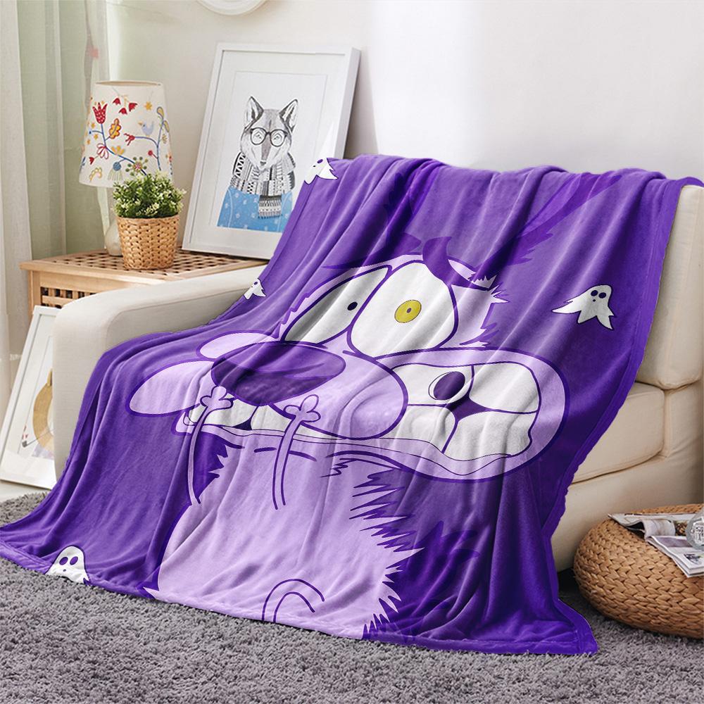 Courage the Cowardly Dog  Print Flannel Blanket, High quality Comfortable for All Seasons, Home Decor, Warmth and Comfort