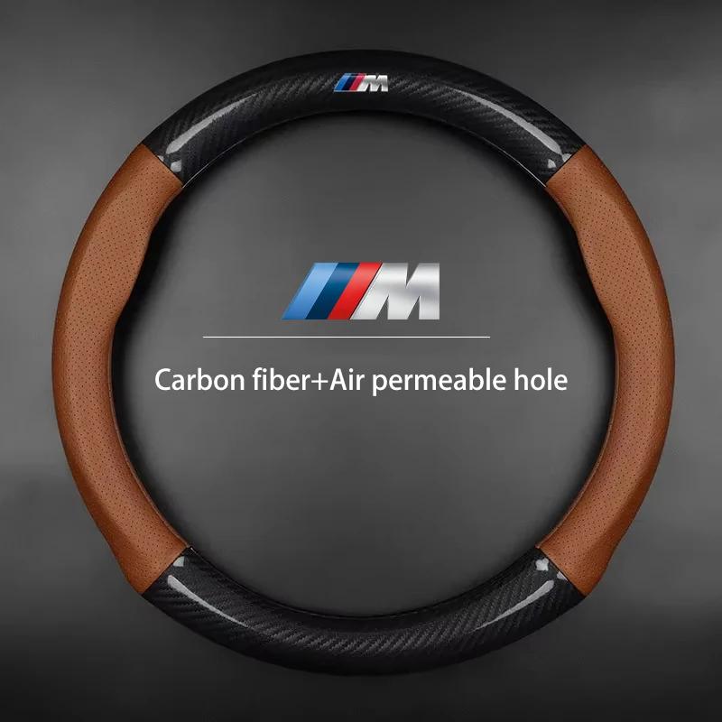 NEW Car Carbon Fiber Leather Steering Wheel Cover For BMW E46 E90 E60 F30 E39 F10 F20 E87 E36 F20 F30 1 2 3 5 7 Series X1 X3 X5