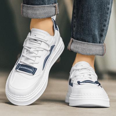 Корейская версия простых повседневных кроссовок для студентов, модные туфли на шнуровке на платформе, кожаные туфли с низким верхом, персонализированные белые туфли