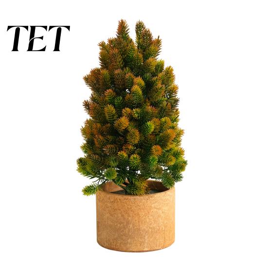Artificial Greenery for Living Room Mini Pine Tree Potted Plant, Fake Bonsai Desktop Ornament, Maintenance Free Indoor Plant Faux Houseplant Entryway