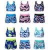 Kids Girls 2Pcs Tankini Swimsuits Printed Tank Top Vest and Shorts Swimwear Bathing Suits