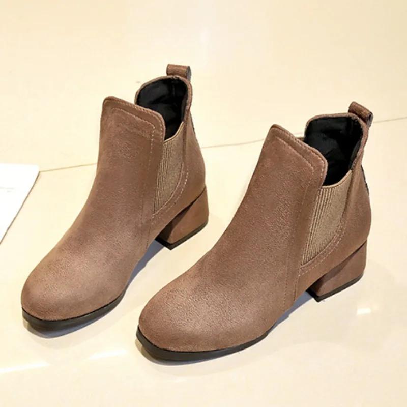 Autumn Women's Chuky Heel Chelsea Boots Fashion Heeled Shoes for Women Ankle Boots Dress Casual Women's Boots Botas De Mujer