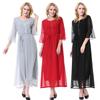 Women's Chiffon Round Neck Short Sleeve Ankle-Length Maxi Dress (Model: TH915)
