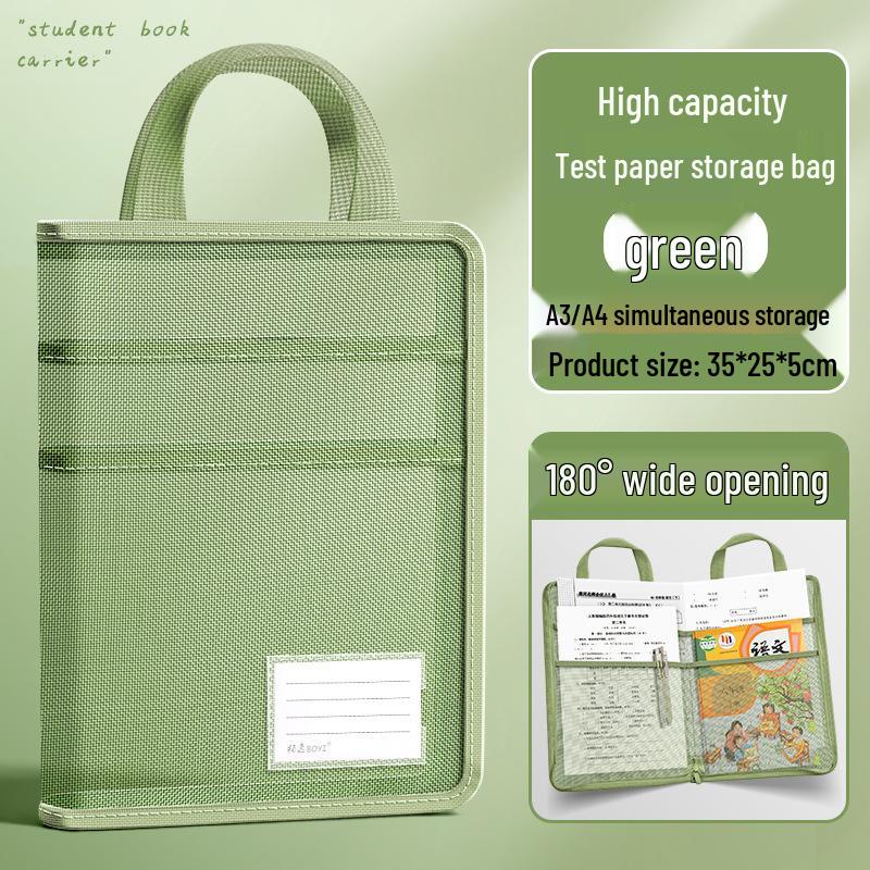 L-образная сумка для хранения экзаменационных работ формата А4 на молнии, с сетчатыми карманами и большим отверстием, для учеников средней школы