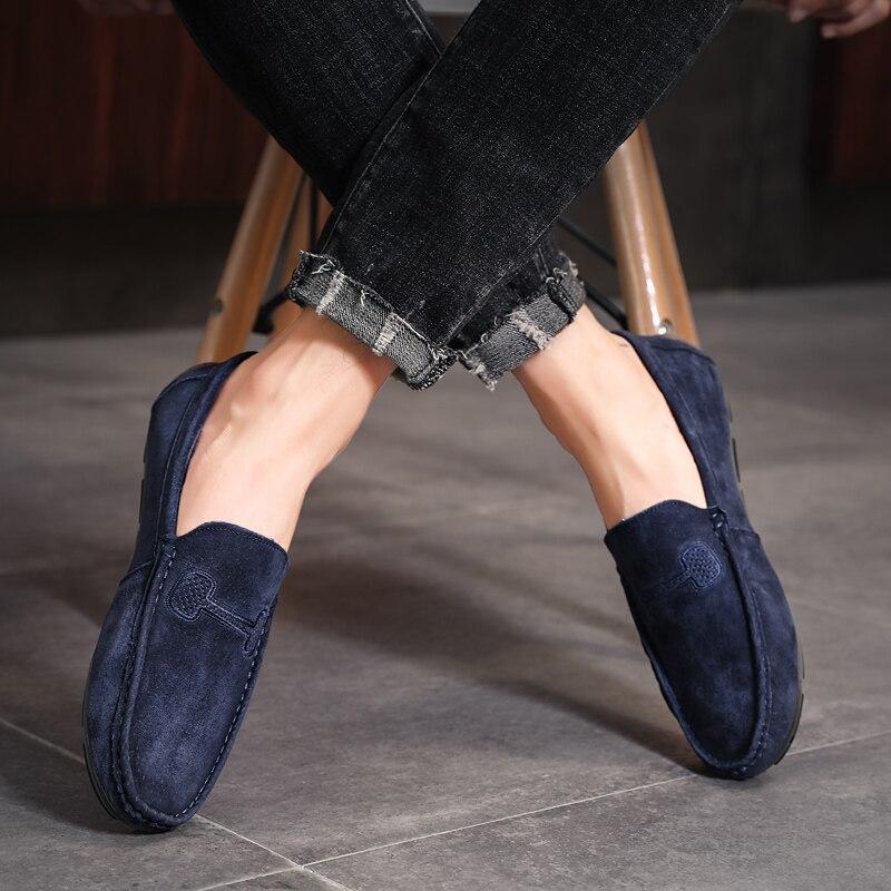 Замшевая мужская обувь, повседневные роскошные брендовые мужские лоферы, дышащая обувь для вождения, мужские мокасины