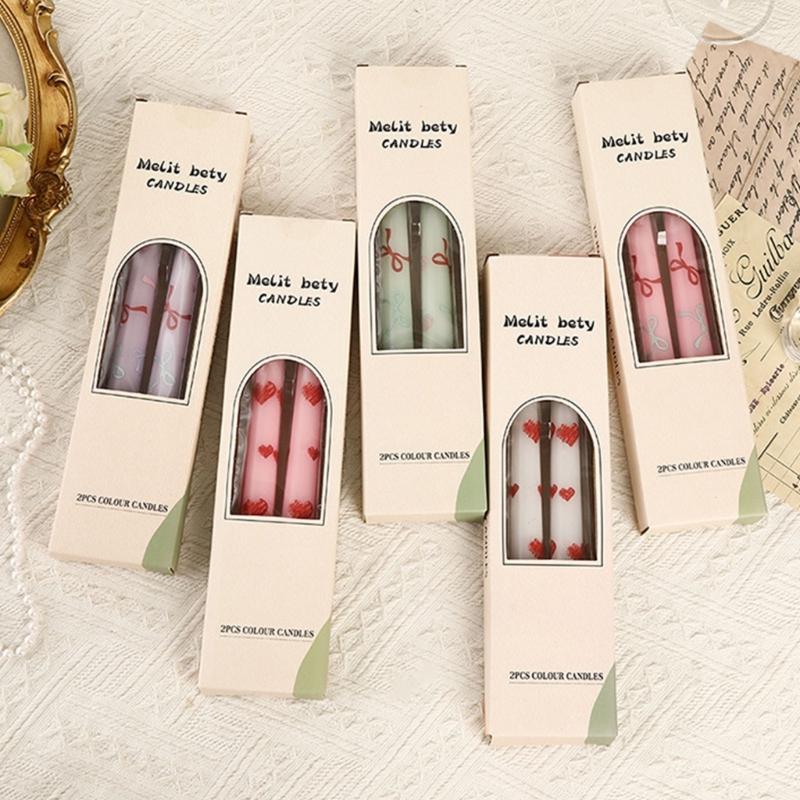 Высокая коническая свеча в форме сердца Свеча с принтом сердца Без запаха Для подсвечников Свеча-палочка Валентин Свадьба Домашний декор