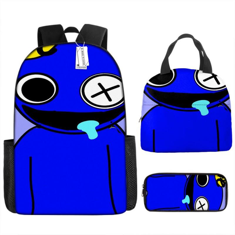 Rainbow Friends Kids School Backpack Set Elementary Students - Oxford Fabric Dual Strap Bag With Lunch Pouch Pencil Case