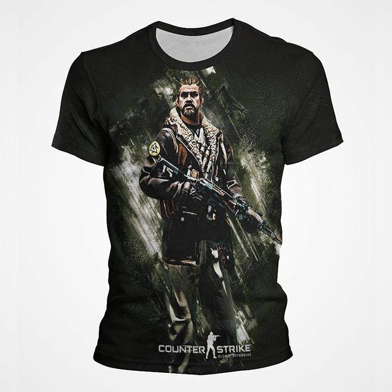 Игровая футболка с 3D-принтом в стиле CS GO, мужская, летняя, с коротким рукавом, с круглым вырезом, модная, уличная мода Харадзюку