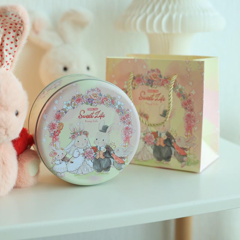 Оригинальная маленькая круглая жестяная банка Lulu Bunny для печенья, бисквитов и конфет.