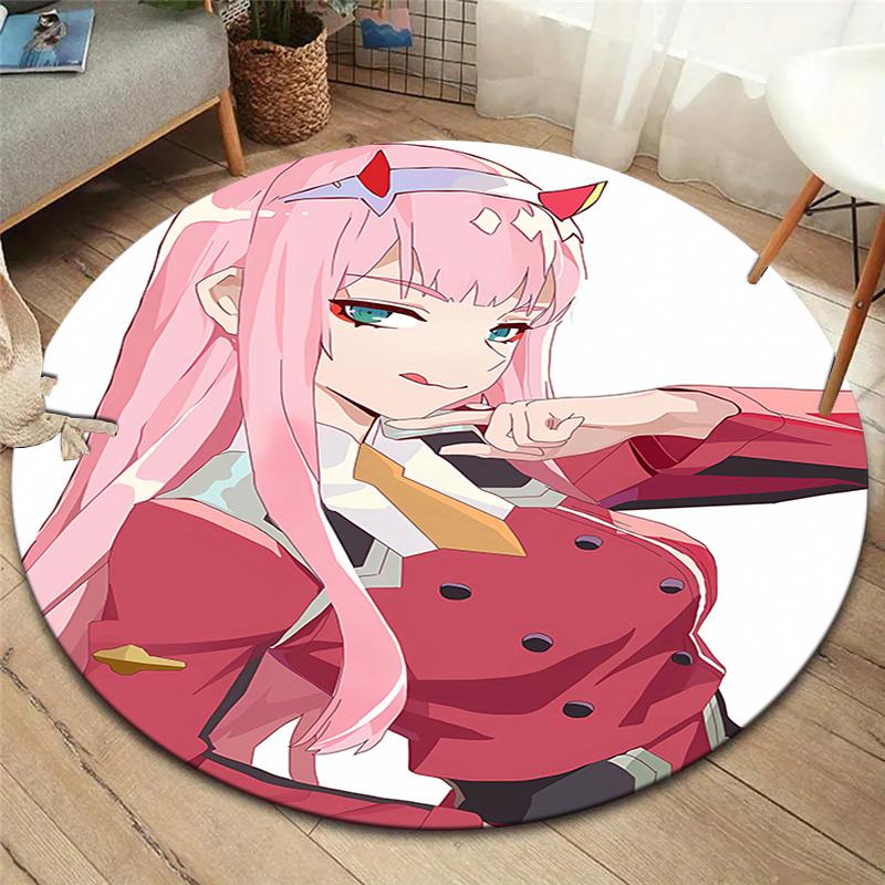 Franxx Round Area Rug Carpet Rug For Living Room Bedroom Sofa Playroom Decor Nonslip Floor Mat