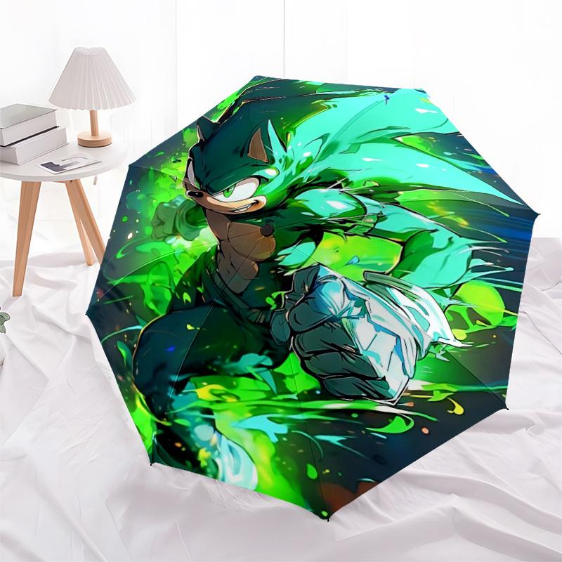 1pc Sonic Speed Automatic Folding Umbrella, 8 Ribs for All-Season Use 029