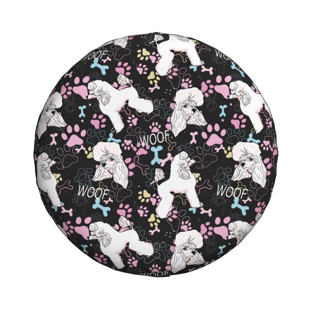 Cute Poodle Dog Tire Cover Waterproof Dustproof Universal Fit for SUV Trailer