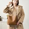 Bag Women's New High-end Simple Commuter Cowhide Messenger Bag Large-capacity Leather Shoulder Bucket Bag Women