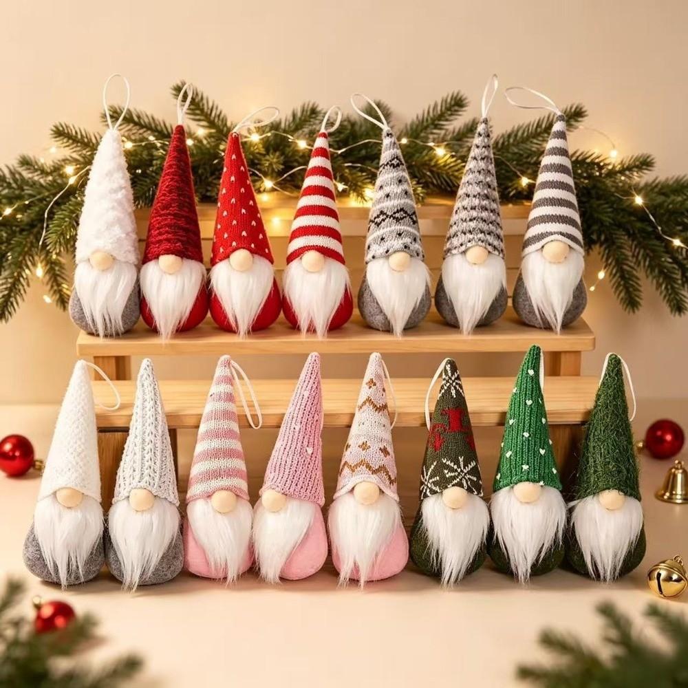 3pcs Reusable Christmas Knitted Doll Pendant Cartoon Gnome Doll Faceless Doll Pendant Festival