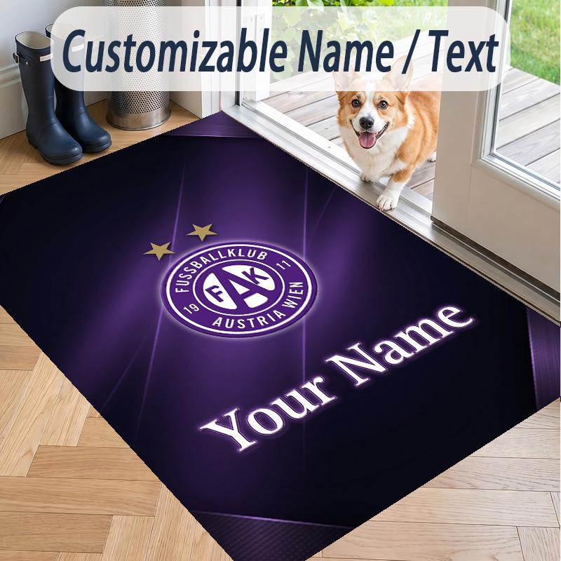 Custom Text Printed Rug Austria Wien FC Non Slip Floor Carpet For Home Room Decor