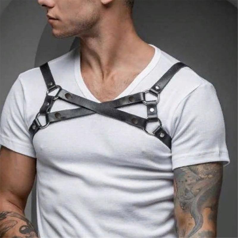 Sexy Punk Chest Harness Belt, Sex Restrain Chest Bandage Adjustable Chest Belt with Buckle Rings for Nightclub Cosplay